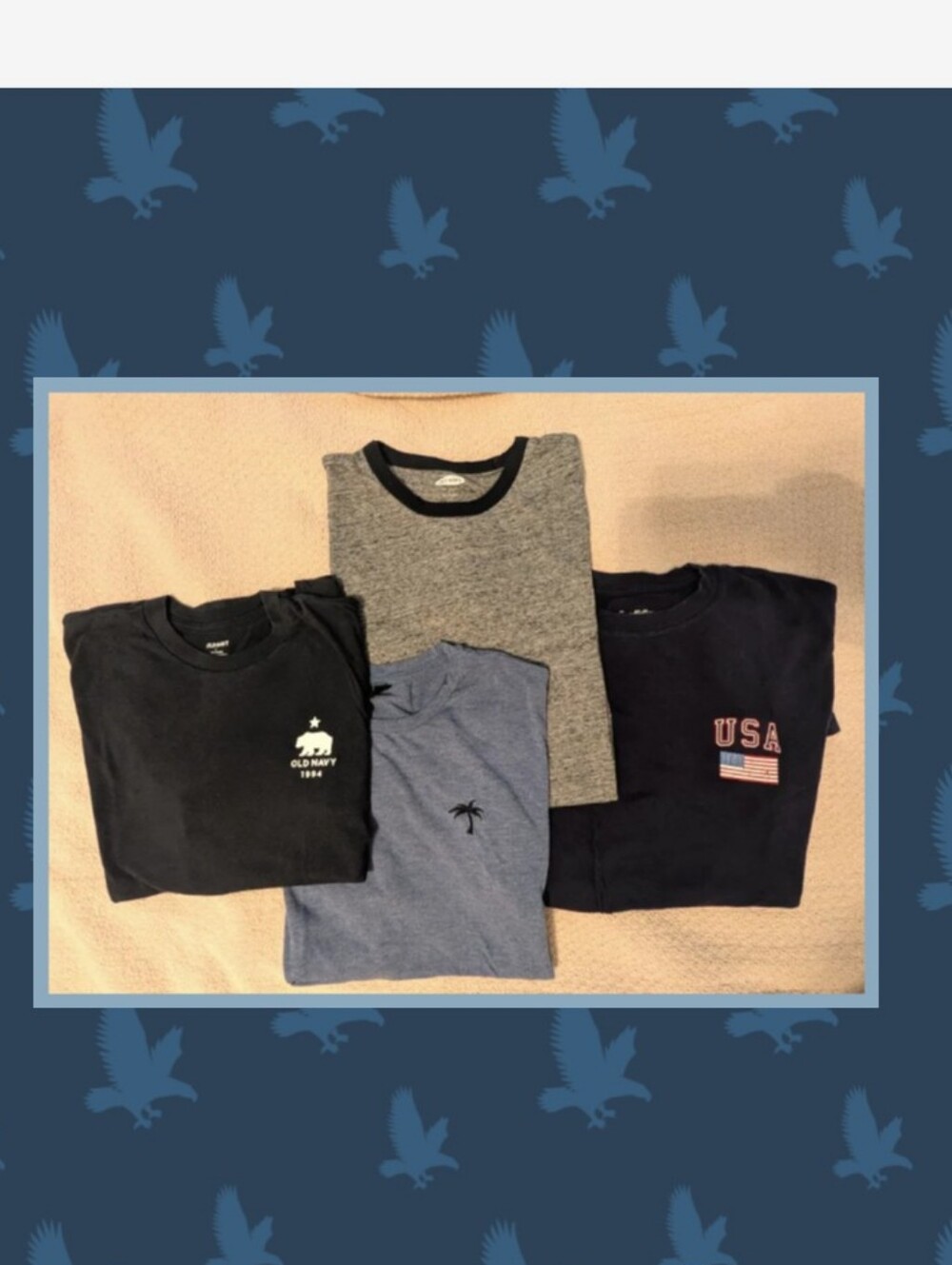Bundle Of 4 Men's Blue Short Sleeve Tshirts, Size Small